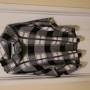 FEVER Women's Black & White Plaid‎ Pullover Poncho Sweater - Size L/XL